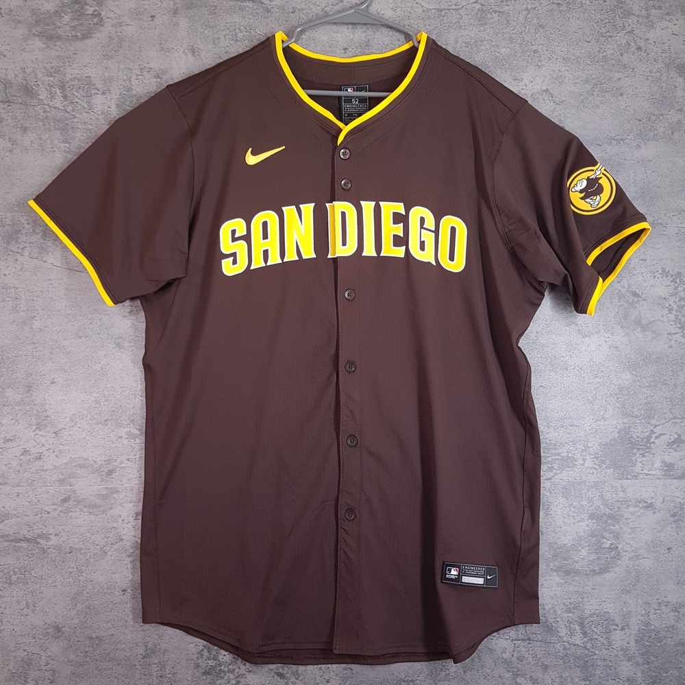 NIKE Authentic San Diego Padres Vapor Elite Brown Alternate Jersey Mens 52 2XL